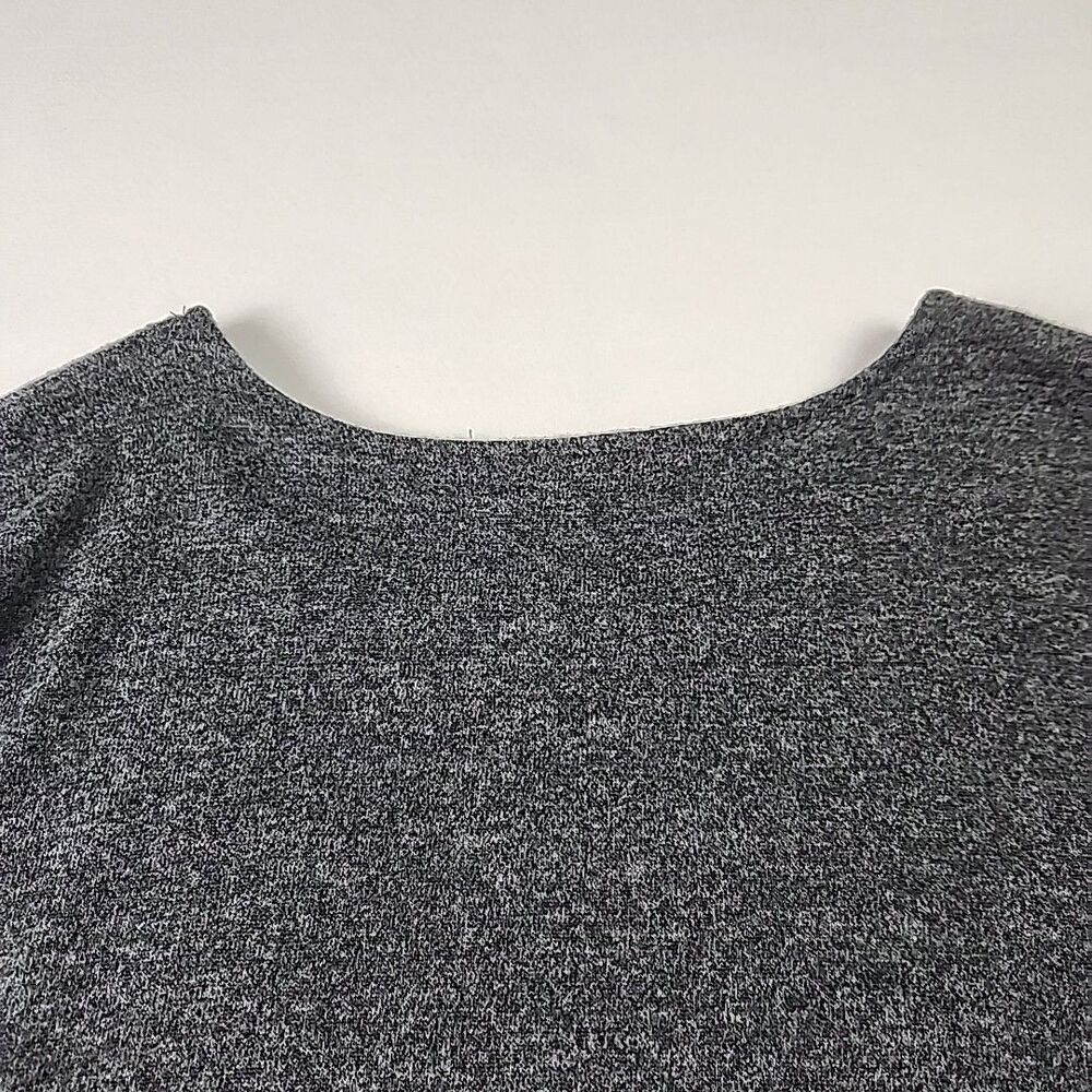 Adrienne Vittadini 2XL Grey Crystal Studded Round Neck Sweater Gathered Sleeve - Picture 9 of 9